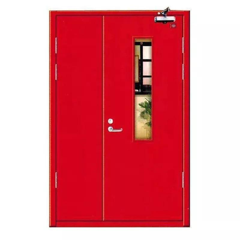 60minutes Red Color Fireproof Galvanized Steel Doors Safety Metal Fire Rated Hospital Doors in China
