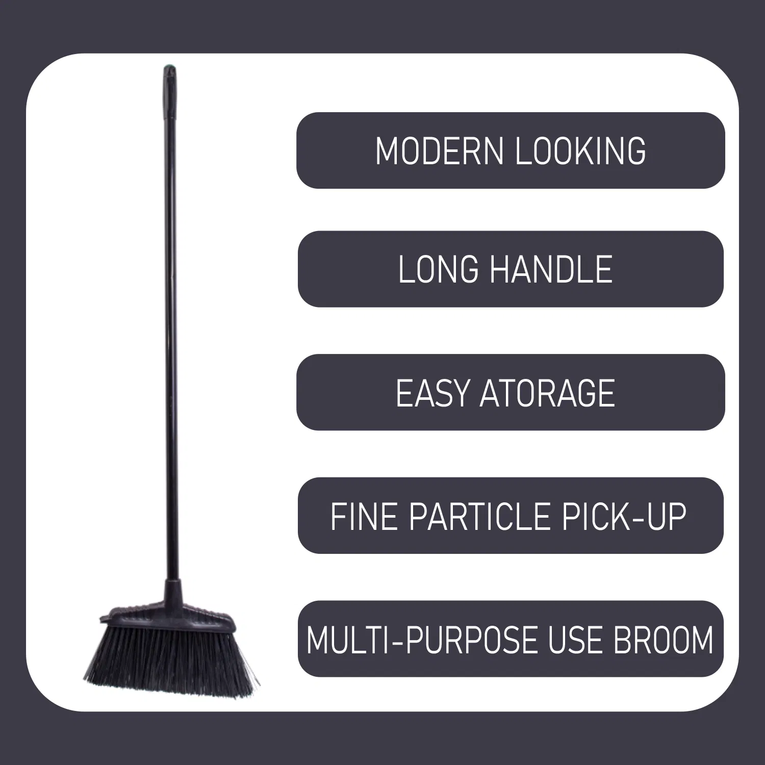 Outdoor Commercial Broom with Long Iron Handle and Hard Bristle for Street