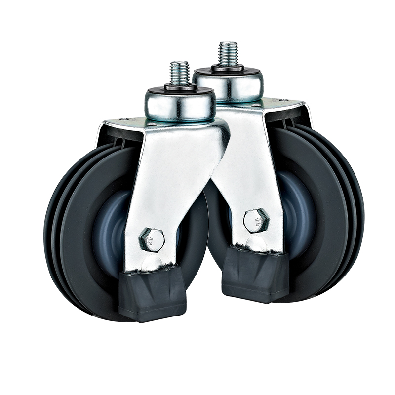 100mm125mm Supermarket Hand Trolley PU Casters Wheels Shopping Cart Three-Disks Polyurethane Elevator Caster