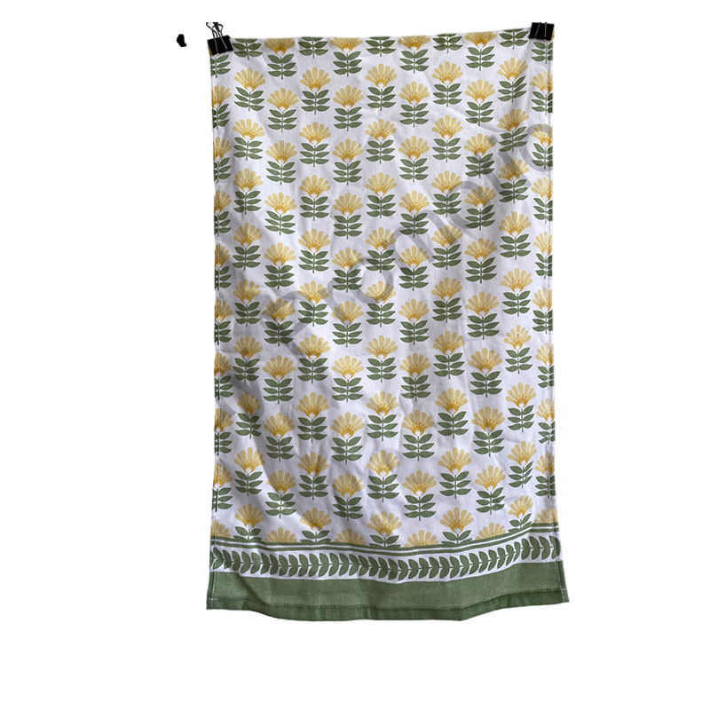 Beautiful Yellow Floral Cotton Kitchen Towel Terry Towel for Everyday Use