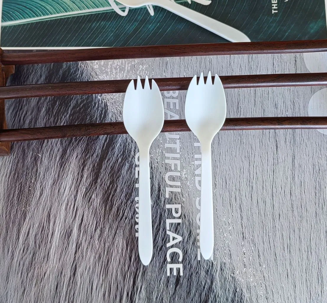 Eco Friendly Disposable PLA Utensils 100% Compostable Cutlery Forks Spoons in One