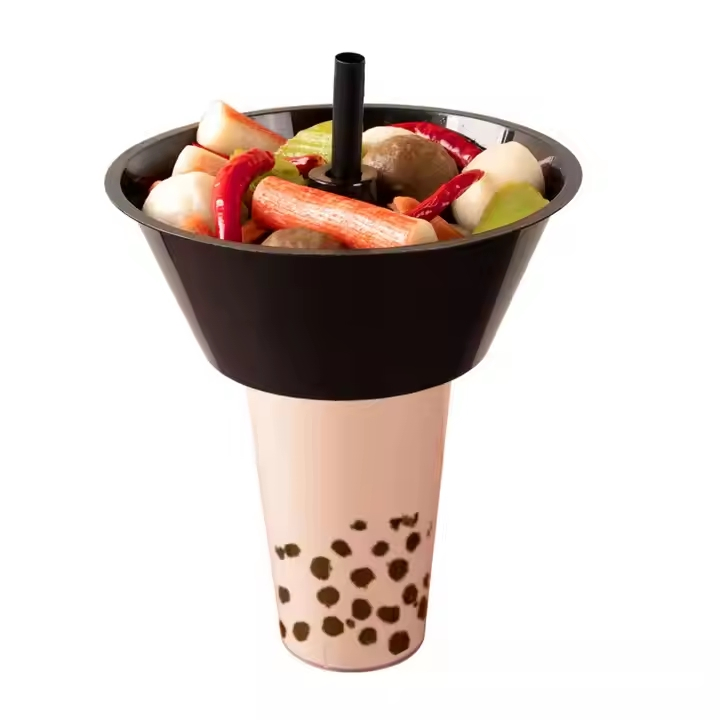 Take-out Drinking Cup Plastic Cola Cup with Snack Bowl Holder Creative Popcorn Cup
