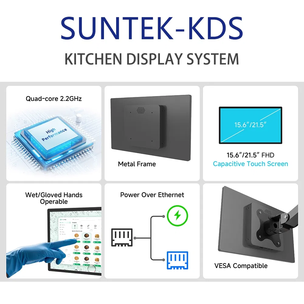 Suntek Industrial Control All-in-One Wall Advertising Machine 15.6/21.5 Inch Capacitive Touch Screen Display USB IR Android