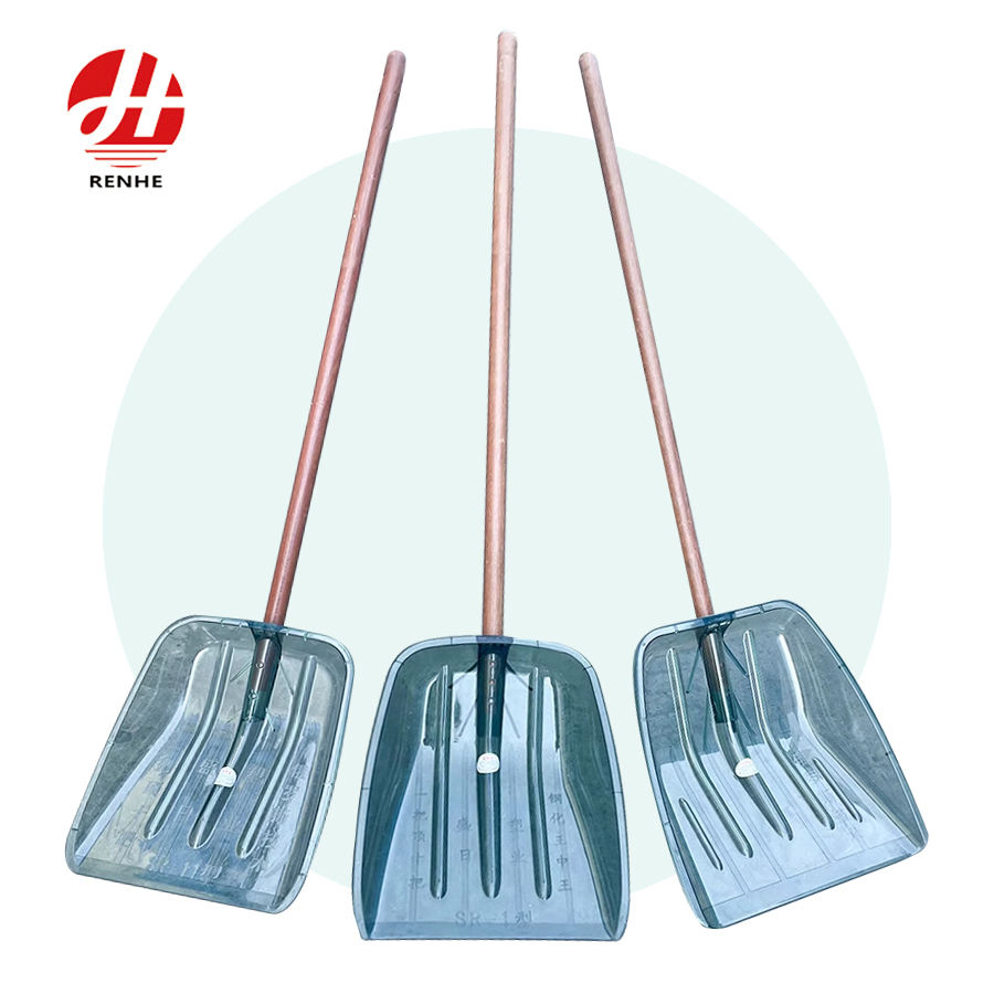 High Quality Snow Pusher Garden Snow Farming Plastic Shovel with Wood Handle