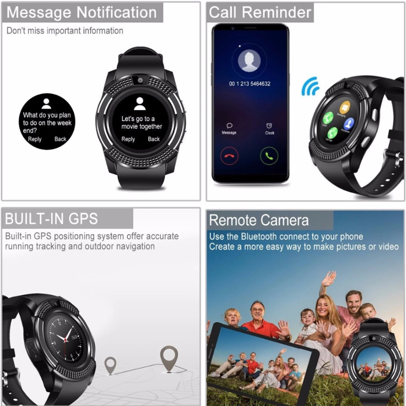 Sport V8 Smart Watch Anti-Lost Smartwatch Support SIM TF Card Smart Watches