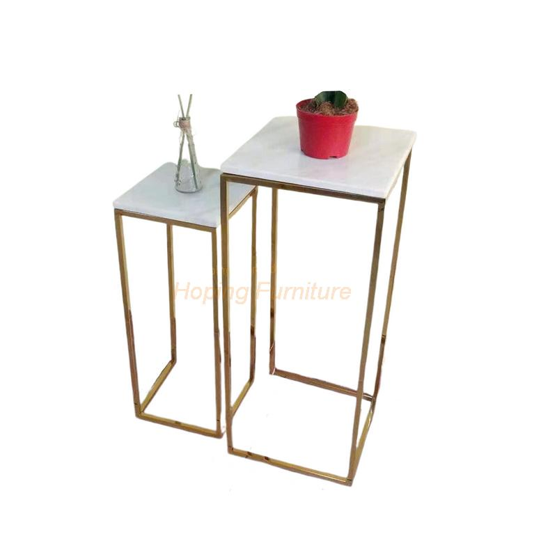 Round Promotion Flower Display Table Black Marble Top Side Table Set Hotel Chevron Coffee Table