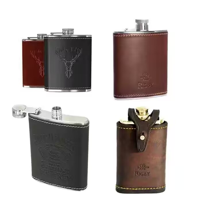 6-8oz Rose Gold Black Gold Whisky Wine Hip Flask Set with Custom Logo for Heavy Water Hangar One Willowbank
