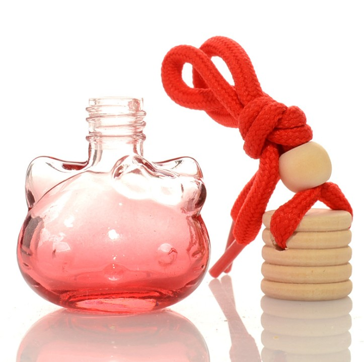 Auto Air Freshener Diffuser Pendant 8 Ml Cat Shape Car Perfume Glass Bottle