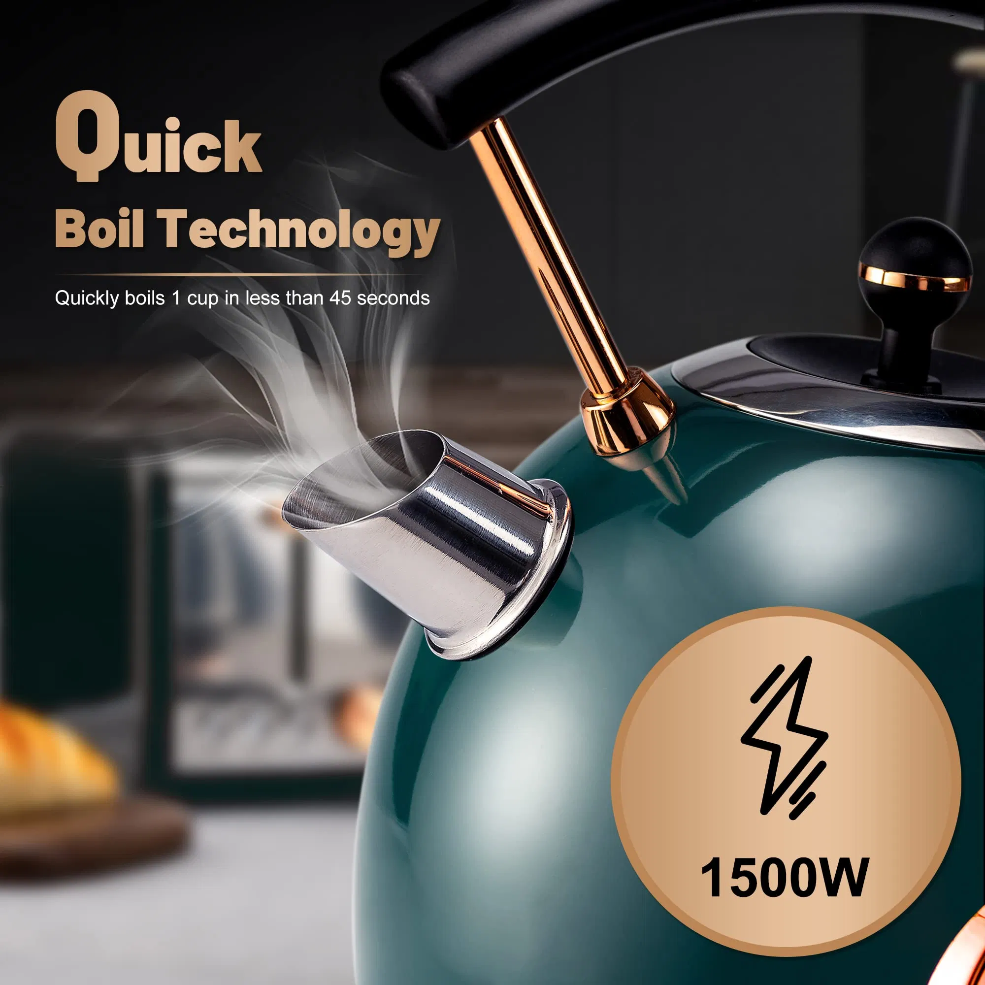 Retro Temperature Gauge Hot Water Boiler Tea Heater Electric Water Kettle