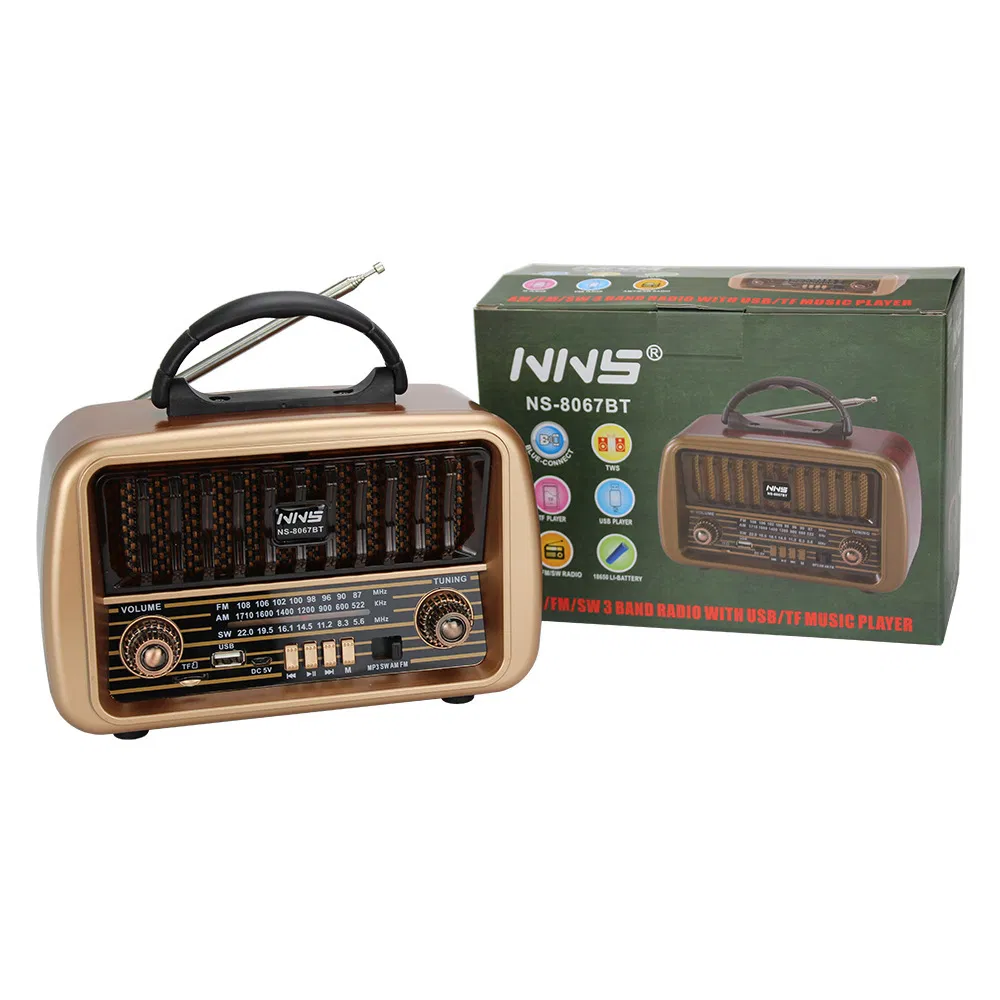 Ретро радио NS-8067BT с Bluetooth, деревянный корпус