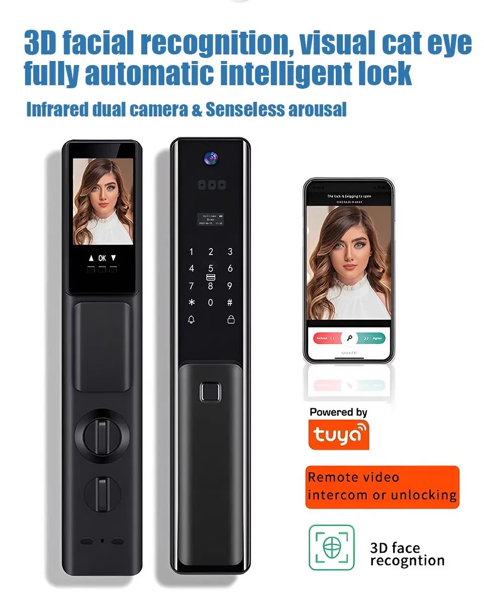 Wholesale Tuya APP WiFi/ Tt Lock Luxury Fast-Open Automactic Biometric Facial Identification Fingerprint Password Card Keyless Smart Digital Security Lock