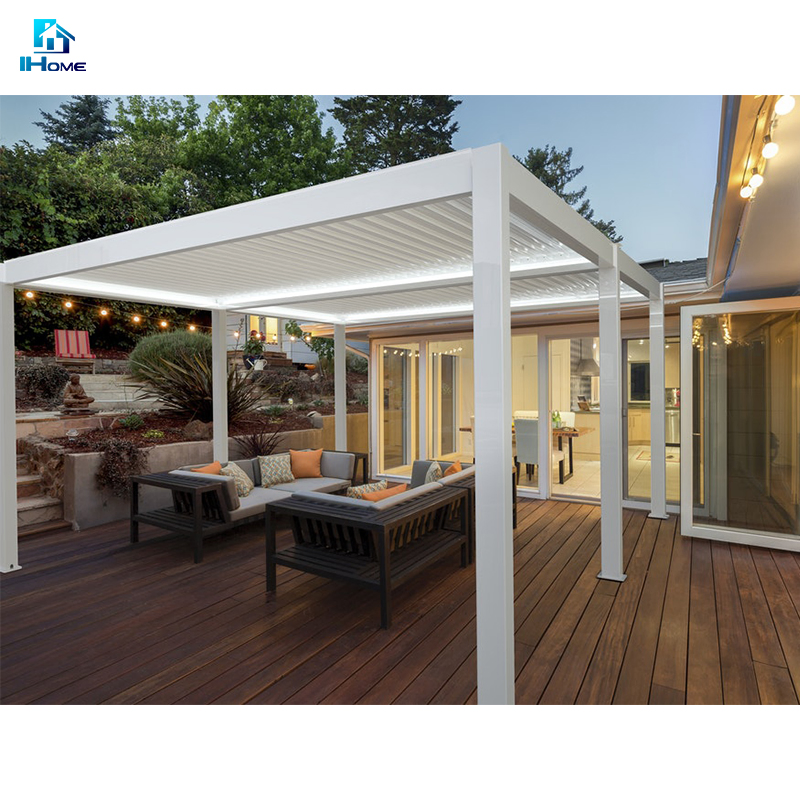 Customized Adjustable Outdoor Louvered Roof Waterproof Gazebo Garden Motorized Aluminum Pergola