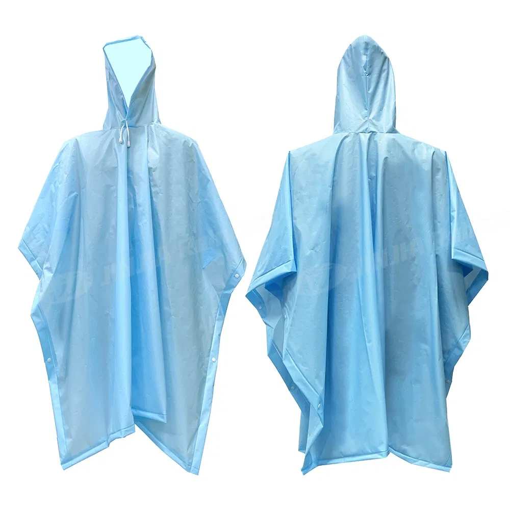 Lightweight Transparent Blue Waterproof EVA Rain Foldable Outdoor Poncho Raincoat