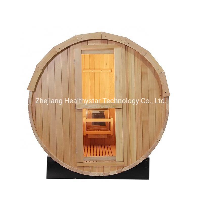4 Person Redwood Outdoors Barrel Sauna with Rain Cover