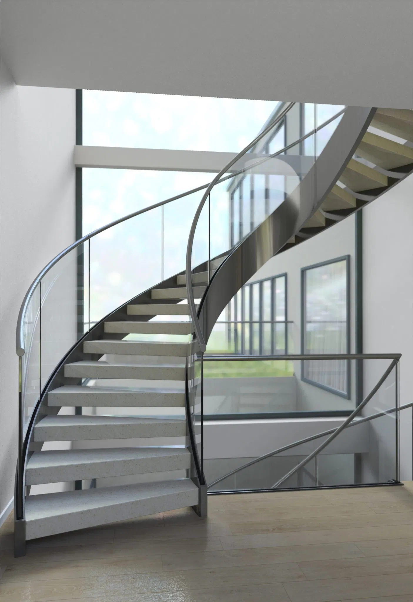 Interior Residential Round Stairs Indoor Curved Staircase