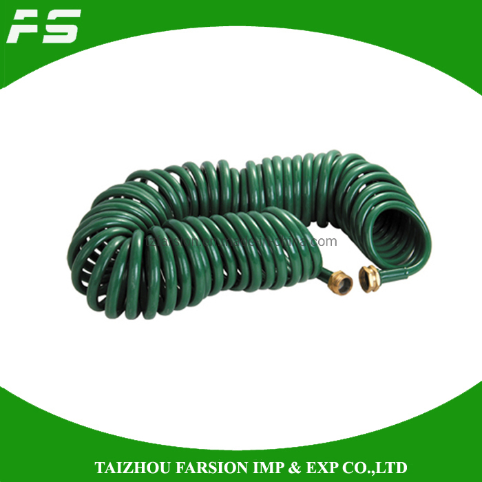 50FT Recoiled Self Retractable EVA Coil Water Garden Spring Coil Hose Pipe