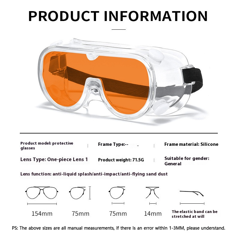 Whosale Professional Transparent Safety Goggle Anti-Splash Anti-Fog Eye Protector Protective Eyewear Blue Light Blocking Glasses