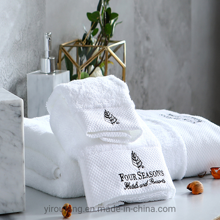 Floor 32s Jacquard Foot Custom Disposable White SPA Travel Bathroom Shower Turkish Hand Terry Face Hotel Bath Towel 100% Cotton