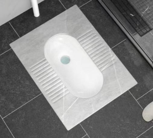 Anti-Slip Design Grey Rock Slab Squatting Pan with S-Band Deodorant Wc Toilet Squat Pan