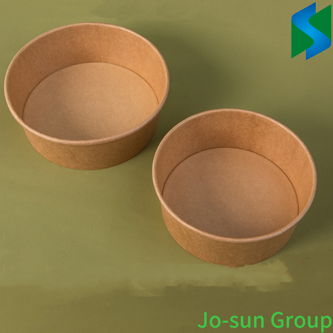 Jo-Sun Factory Outlet Food Grade Eco-Friendly Brown Kraft Paper Salad Bowls for Takeaway