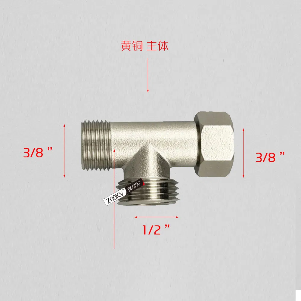 High Quality Brass T Bidet Valve Adapter G7/8 G1/2 G3/8 for Toilet Bidet Sprayer Faucet Connector