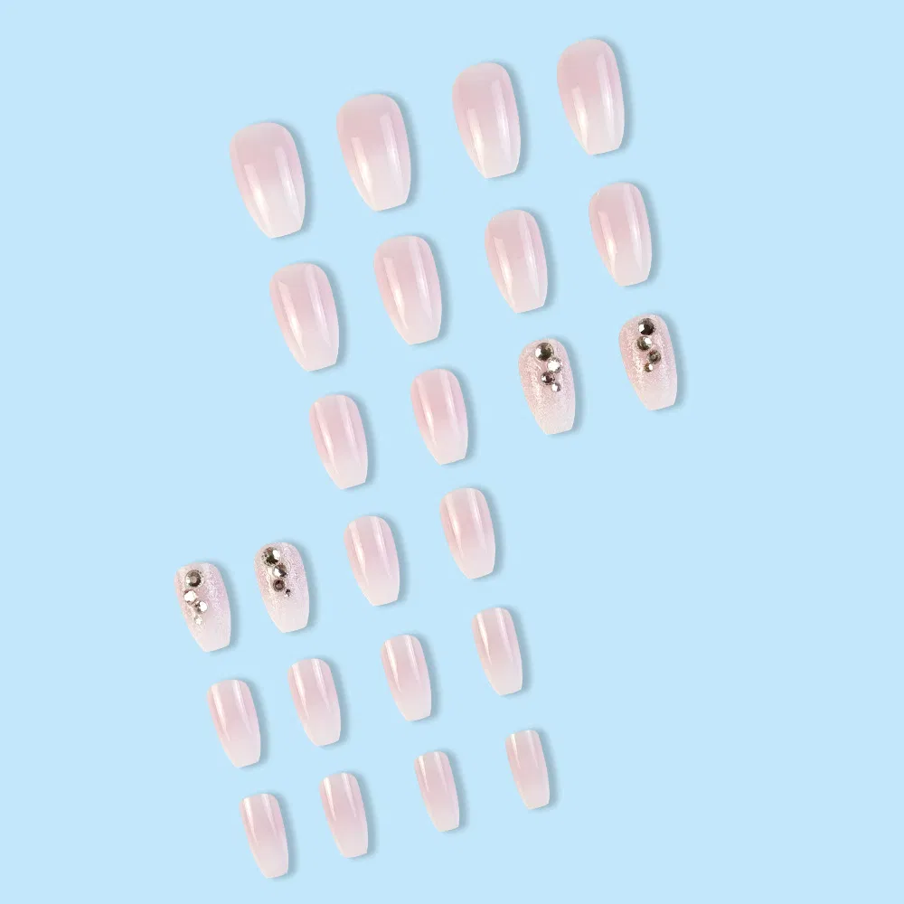Pinkish Nail Patch Rhineshires Wear Nail Length Glitter Gradient Color