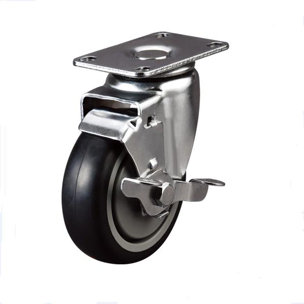 75mm Medium Duty Castor High Elastic Rubber Wheel with Top Plate