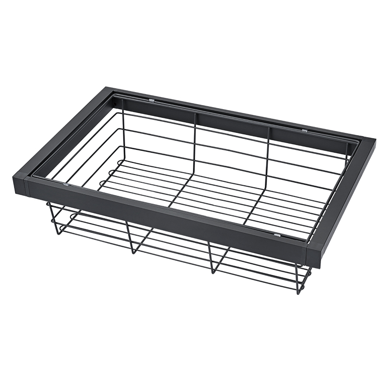 Wardrobe Storage Basket Damped Closet Slide out Basket Soft Close Metal Leather Storage Rack Furniture Cabinet Clothes Organizer