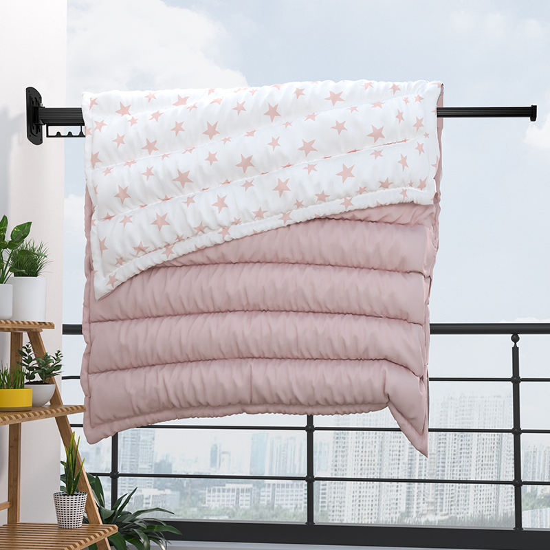 Sanipro No Drilling Retractable Collapsible Metal Clothes Drying Hanger Laundry Space Saver Wall Mounted Rack