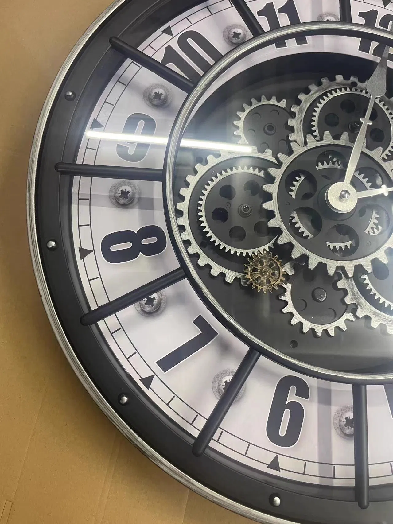 45.5cm Round Antique Gear Wall Clock with Quartz Silent Movement