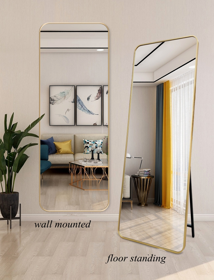 Full Length Dressing Standing Makeup Frame Furniture Cabinet Floor Vanity Cooper Free Wall Bathroom Smart LED Mirror