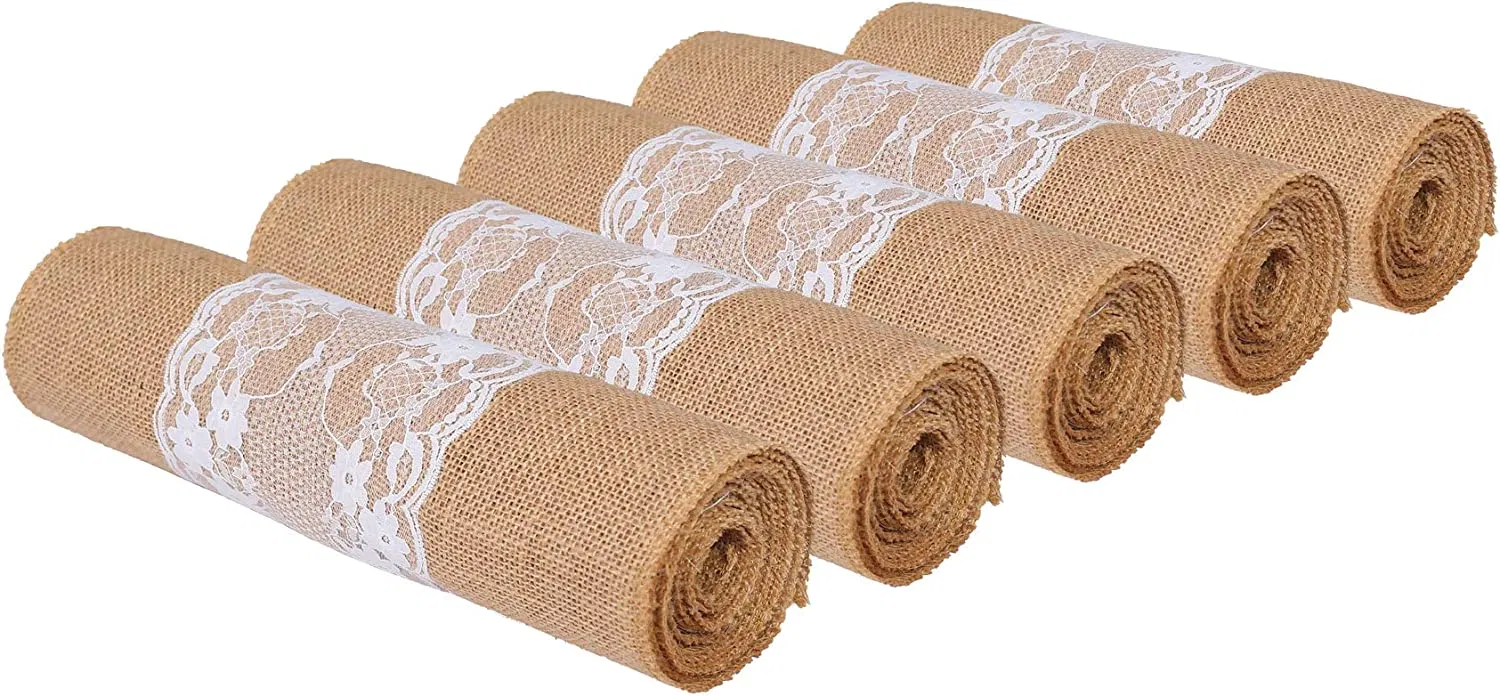 12X108 Inch White Lace Wedding Party Burlap Table Runner