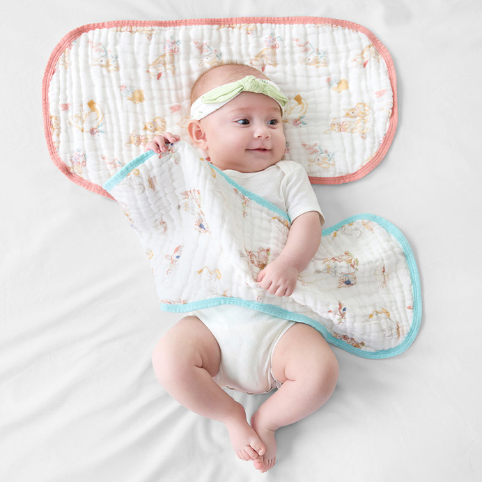 Factory Direct Large Muslin Burp Cloths 6-Layer Ultra Absorbent Breathable Baby Burping Cloth for Boys Girls