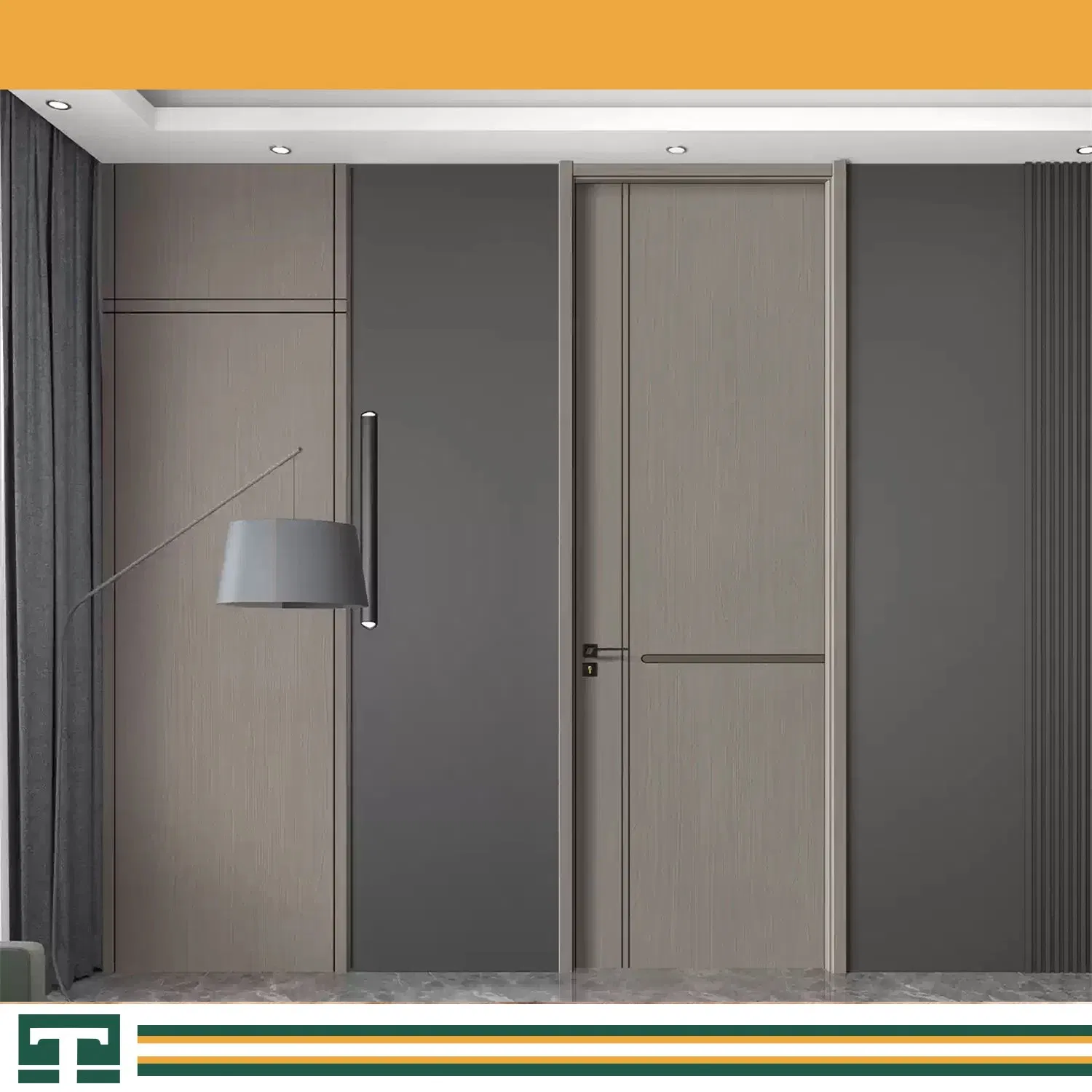 Wholesale Modern Turkish WPC PVC Flat Wooden HDF Interior Door of House Hotel Office Customize Various Styles & Colors