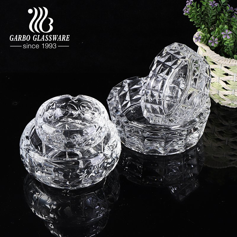 China Top Brand Diamond Decorative Design Glass Ashtray with Custom Plated Color Glass Cigarate Holder for Home Restaurant Hotel Middle East