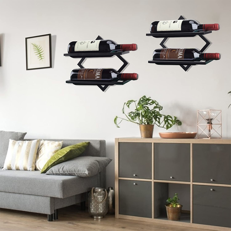 Custom Printed Quality Counter Top Custom Made Wrought Iron Barrel Wholesale Wall Mounted Accessories Cabinet Stainless Steel Wine Rack