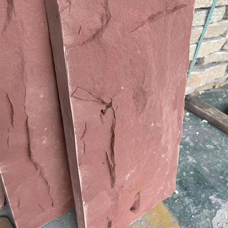 Sinotopstone Split Natural Face Finishing Red Sandstone Wall Floor Slab Tiles