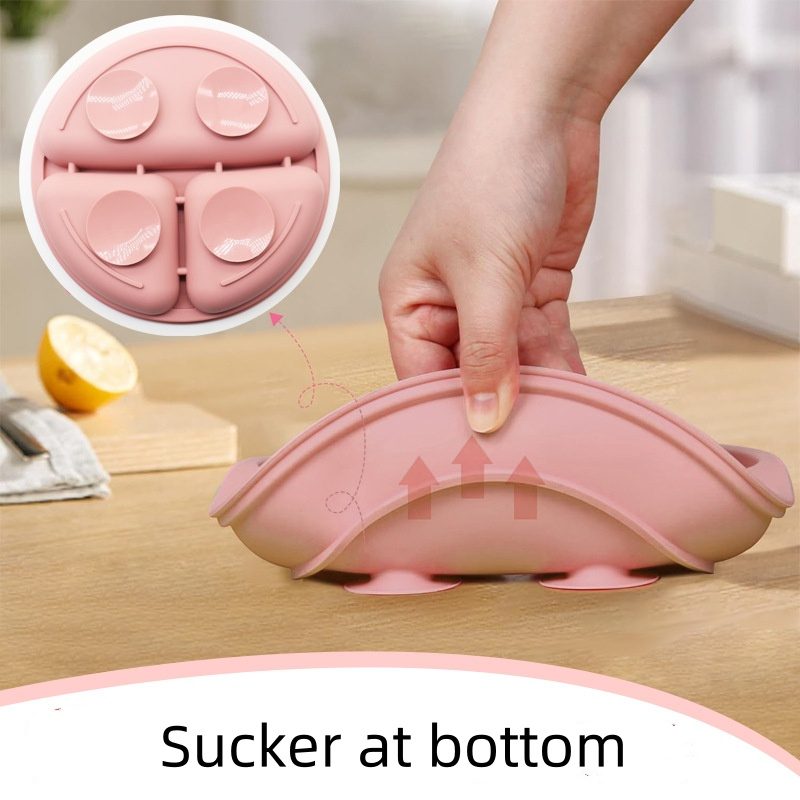 Food Grade Silicone Seperated Baby Feeding Plate with Sucker