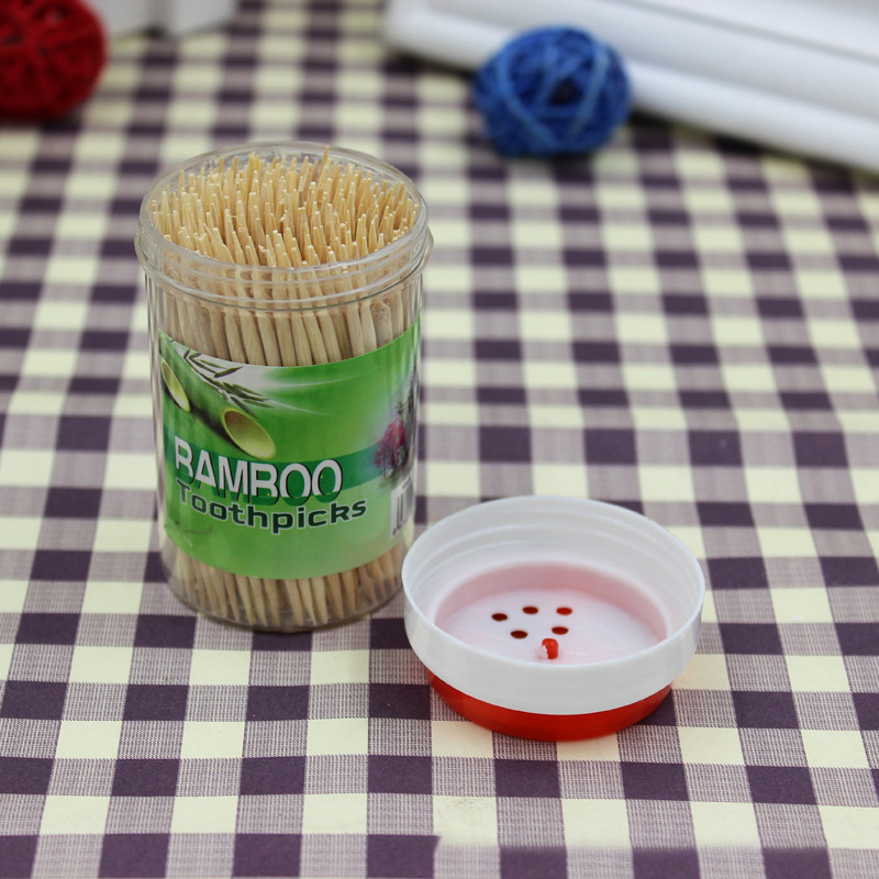 Cello Individual Wrap Bamboo Toothpick with Plastic Jar Dispenser Container Bottle Holder