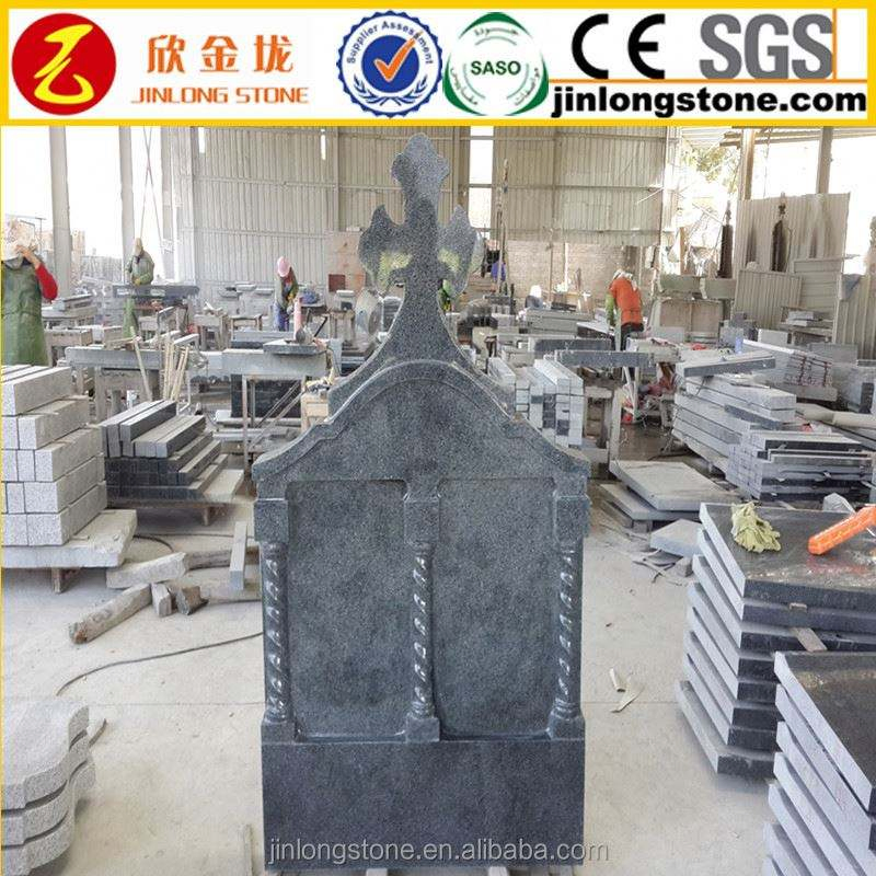 Simple Granite Black Monuments in Russian Style Designs