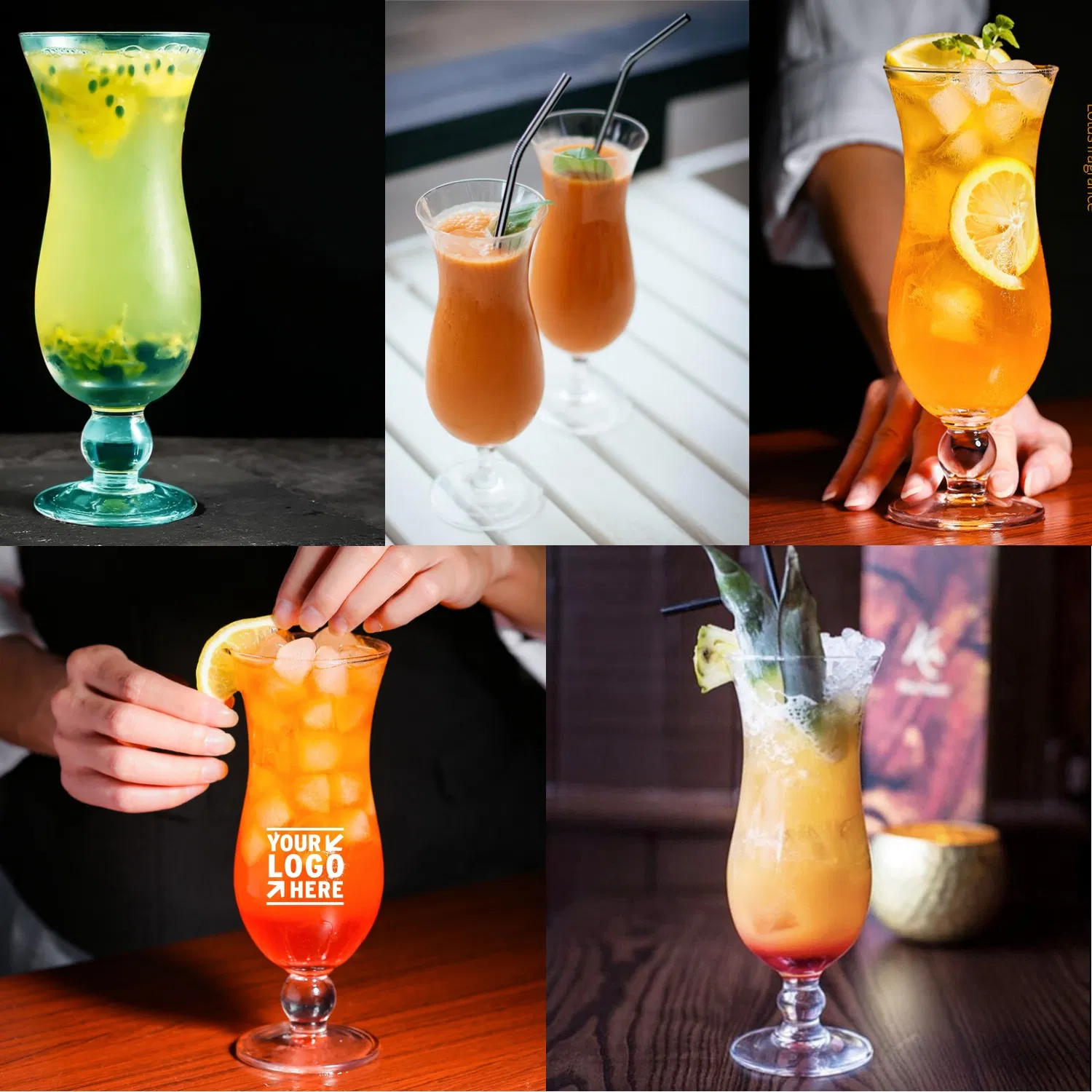 Hurricane Glass Cups for Juices, Cocktails, Full-Bodied Beer, Tropical Drinks, Water, Beverages