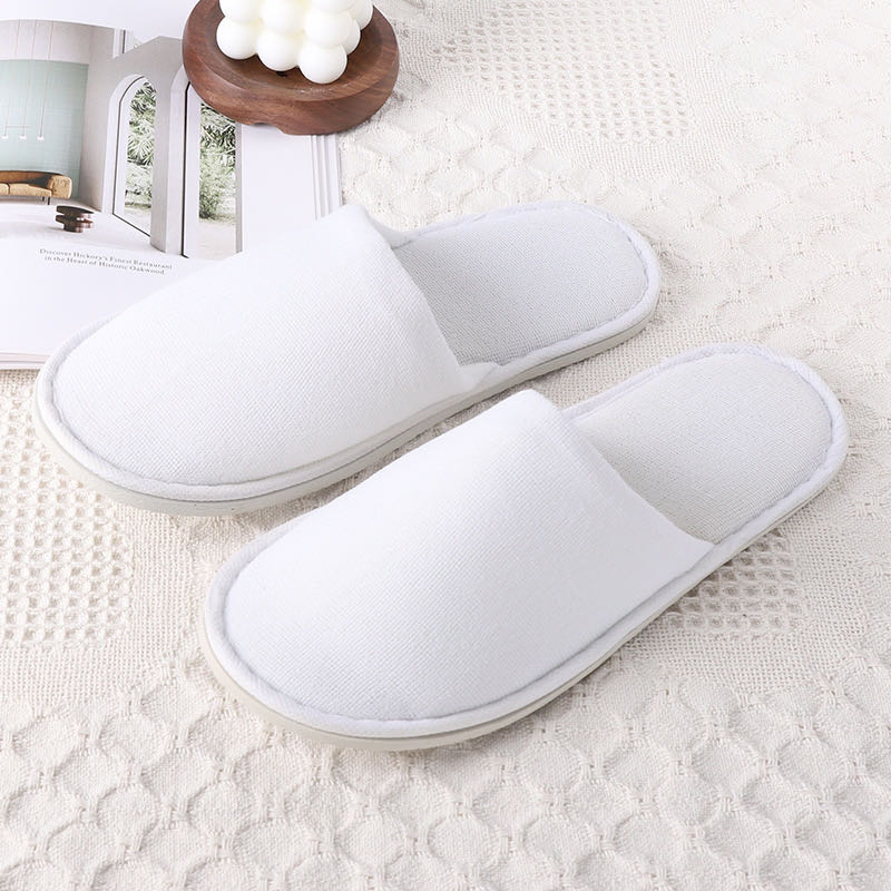 Custom Logo White Disposable Hospital Wedding Travel Hotel Bathroom SPA Slippers for Guests