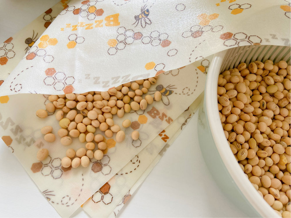 Reusable 100% Organic Cotton Beeswax Food Wrap Alternatives for Food Storage