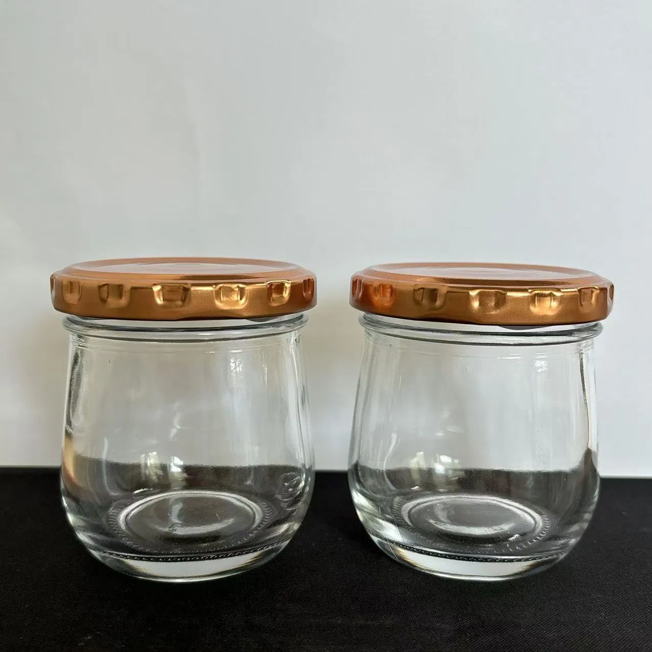 150ml Glass Yogurt Jar with Elegant Gold Metal Lid