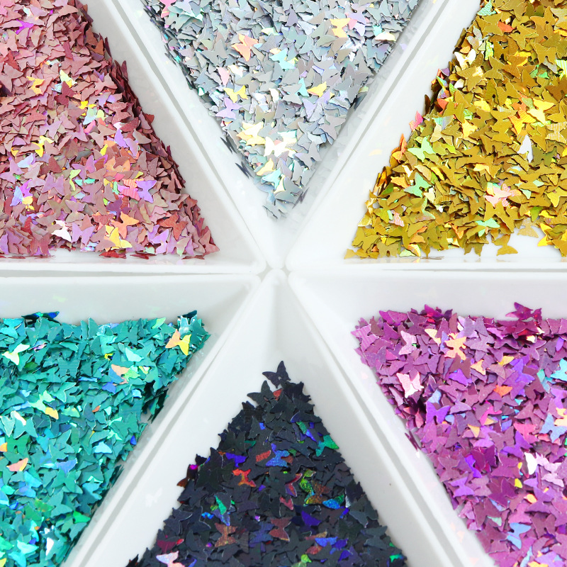 Laser Butterfly Shiny Nail Art Sequins Colorful Glitter Flake DIY Manicure Accessories