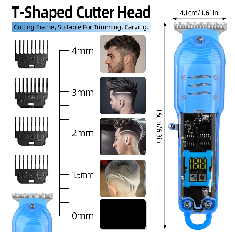 Transparent Electric Hair Clippers for Professional Barber Use