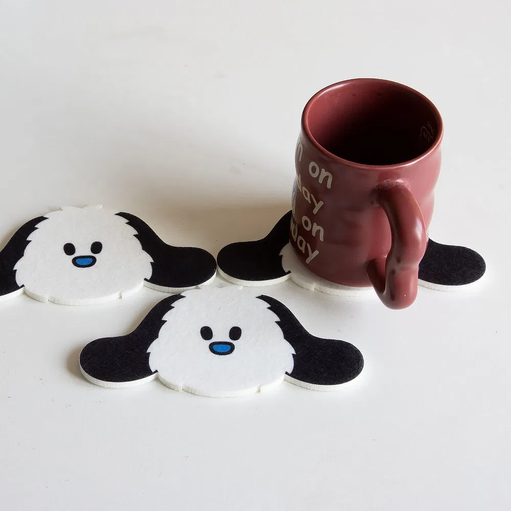 Bulk Round Eco Friendly Coloured Felt Coasters Set for Drinks Handmade Slate Table Drink Coasters for Glasses Cups