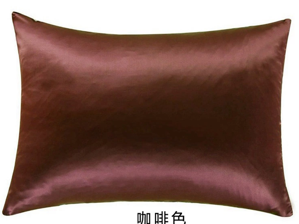 Popular, Soft and Comfortable Customized 100% Mulberry Silk Pillowcase with Hidden Zipper, Queen Size Brown Color