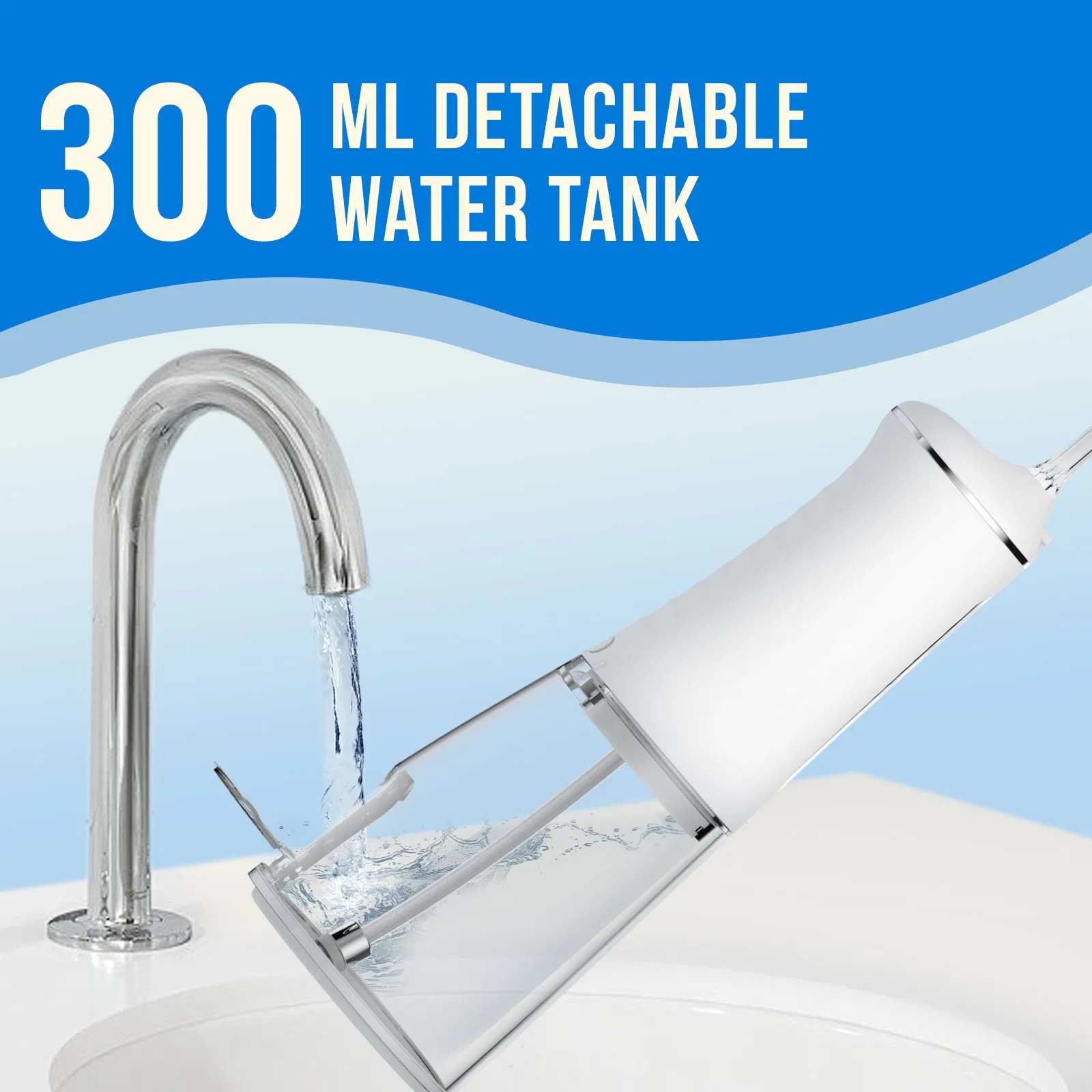 Portable 300ml 4 Nozzles Oral Cleaning Irrigator 4 Modes Oral Care Rechargeable Dental Water Flosser