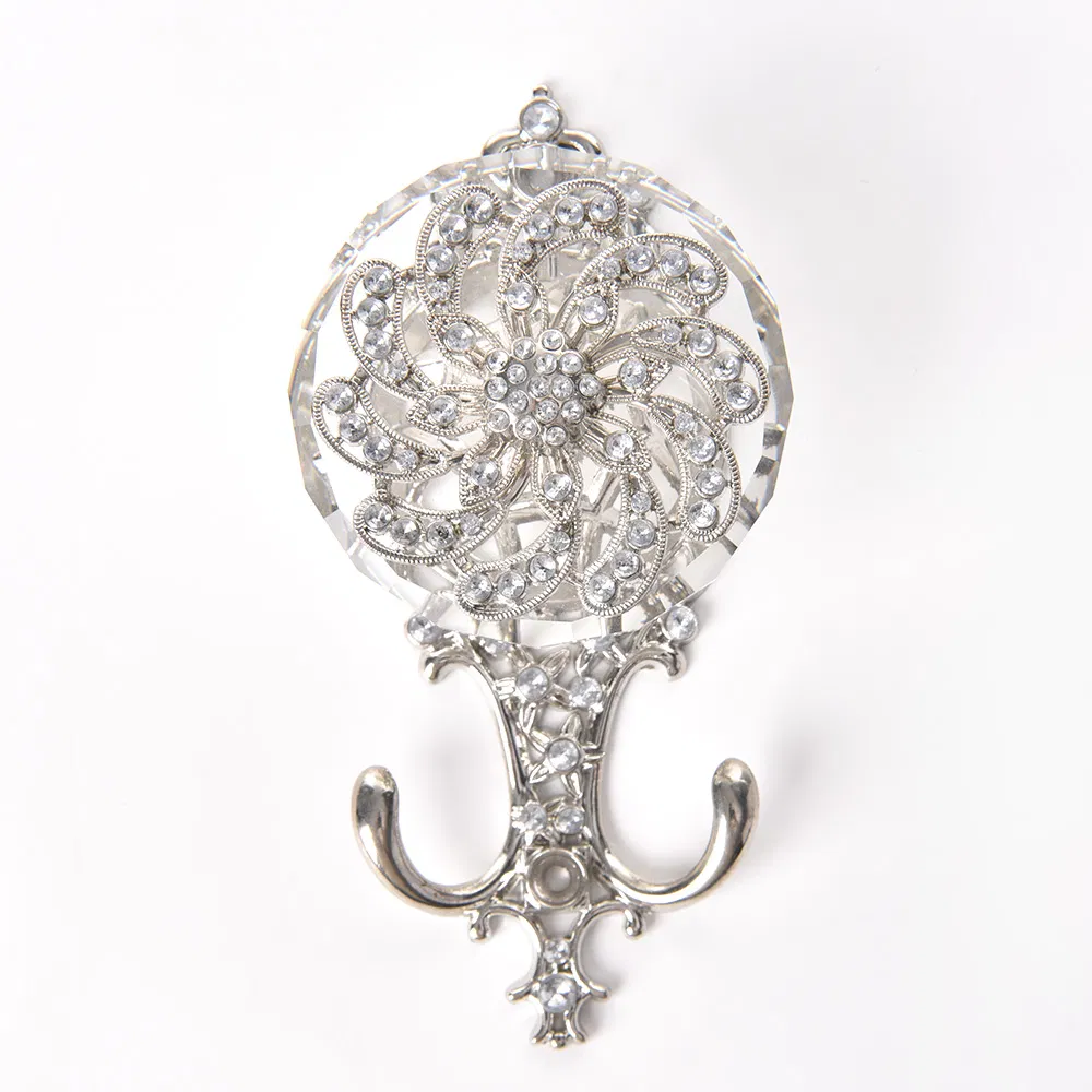 Modern Style Alloy Crystal Back Flower Curtain Tieback Hook Decorative Curtain Holder